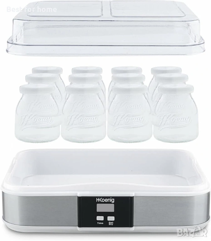 Машина за кисело мляко H.Koenig ELY120 – 12 стъклени буркана, LCD дисплей, снимка 1