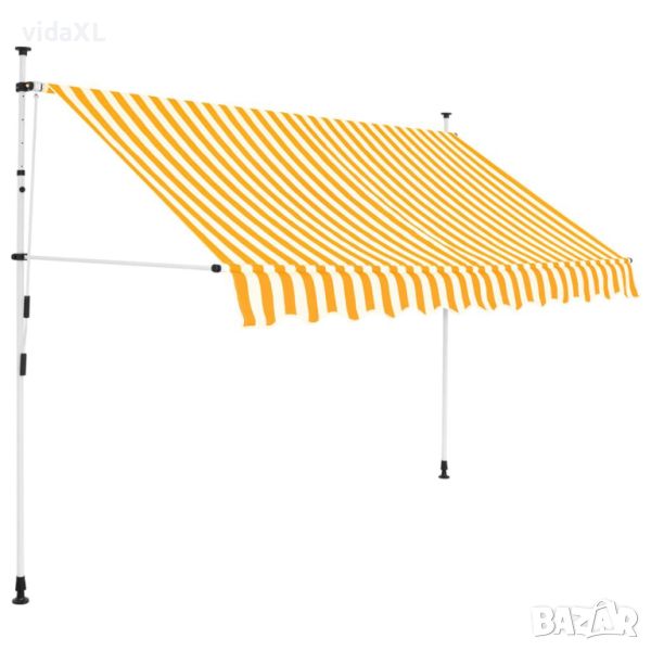 vidaXL Ръчно прибиращ се сенник, 300 см, оранжеви и бели ивици(SKU:43234, снимка 1
