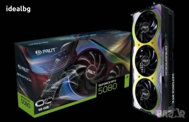 НОВА! Видеокарта Palit GeForce RTX 5080 Gamerock 16GB 33м. Гаранция!, снимка 4 - Видеокарти - 50975215