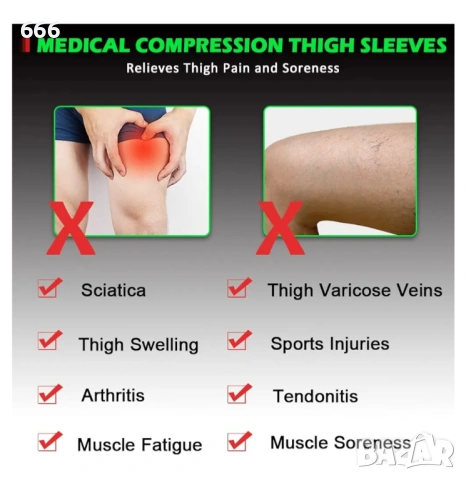 Компресионни ръкави за бедра beister, опора за подколянно сухожилие, снимка 5 - Други стоки за дома - 53314638