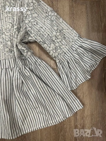 Красива голяма дамска блуза пеплум и дантела (размер 2ХЛ), снимка 3 - Блузи с дълъг ръкав и пуловери - 53936353