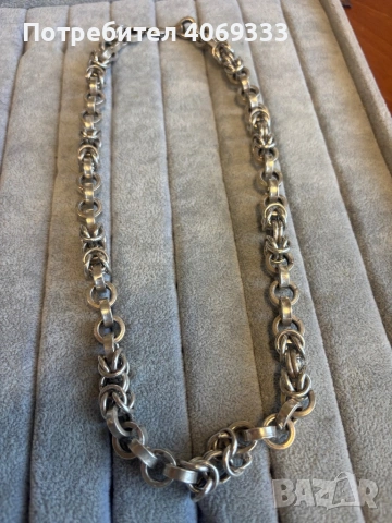 Кралска плетка Сребърен ланец 91.6гр 60см , снимка 2 - Колиета, медальони, синджири - 54247034