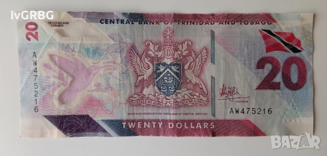 20 долара Тринидад и Тобаго 2020 Полимерна банкнота от Тринидад и Тобаго 20 долара 2020, снимка 2 - Нумизматика и бонистика - 50594859