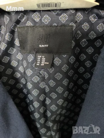 Тъмно синьо мъжко сако H&M 52, снимка 3 - Сака - 49762909