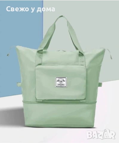 Чанта с уголемяващо се дъно с цип - 100% непромокаема материя/ Цвят: Черен няма преден джоб, сив, ли, снимка 2 - Чанти - 53461566