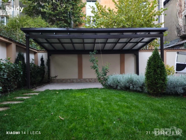 Навеси от метални конструкции с поликарбонат и сандвич панел , снимка 15 - Ремонти на покриви - 52533702