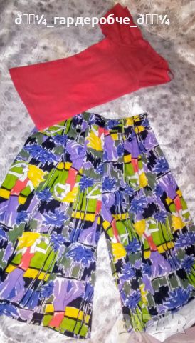 💜💚ПРОМО ЦЕНА!-Дамски Комплект-чисто нов летен ежедневен пола-панталон с подарък блузка-С,М,Л💚💜, снимка 1 - Къси панталони и бермуди - 45437540