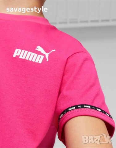 Детска тениска PUMA Power Tape Relaxed Fit Tee Pink, снимка 3 - Детски тениски и потници - 45750163