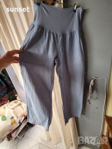 H& M ЛЕНЕН  син панталон,широки крачоли- М размер, снимка 6 - Панталони - 46430670