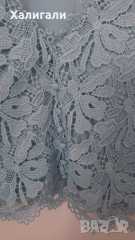 Елегантен дантелен топ светло син размер XL, снимка 2 - Корсети, бюстиета, топове - 50347124