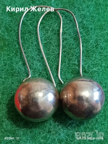 Класически ретро модел сребърни обеци тип Топче майсторска изработка 53677, снимка 6 - Обеци - 53411425