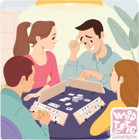 Дървена настолна игра WOODTASTIC Rummy - първокласно брезово дърво, снимка 6 - Настолни игри - 45935757