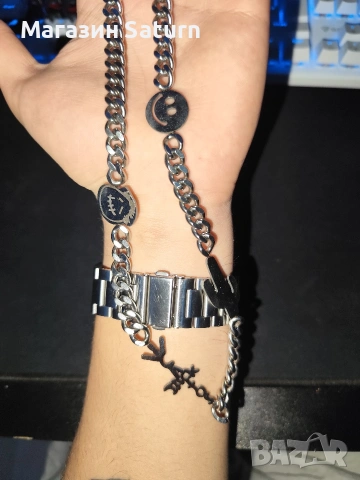 Travis Scott Cactus Jack синджир от неръждаема стомана, снимка 3 - Колиета, медальони, синджири - 54223022