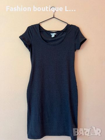 H&M Тъмно сива рокля S размер 58% памук 🩶, снимка 1 - Рокли - 46053462