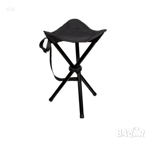 Сгъваем стол, триножник, черен, 31x31x41см, до 80кг, снимка 1 - Къмпинг мебели - 44986304