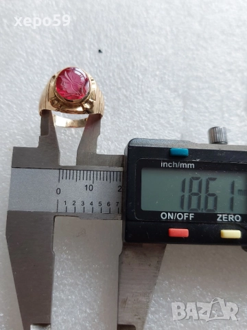 Лот от 4 златни пръстена-диаманти рубин, аметист,оникс,перла,гема,, снимка 8 - Пръстени - 52226850