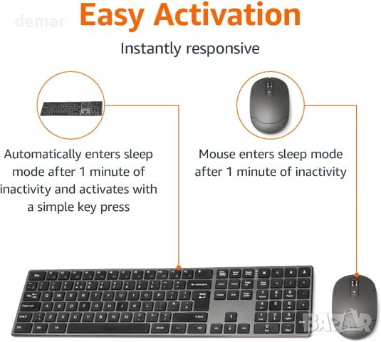 Amazon Basics безжични клавиатура и мишка, черни, снимка 5 - Клавиатури и мишки - 45620318