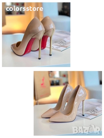 Обувки на ток - бежов лак - 6060 