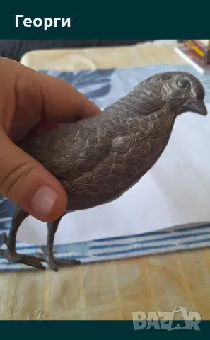 Голяма бронзова птица, снимка 6 - Антикварни и старинни предмети - 50109857