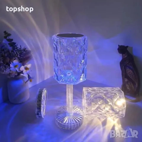 НОВА LED кристална настолна лампа Ausolee, сензорна и димируема [16 цвята и 4 режима] с дистанционно, снимка 2 - Настолни лампи - 50493240