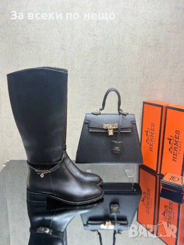 Hermes Дамски Черни Зимни Ботуши Хермес Код SK449, снимка 3 - Дамски ботуши - 53027762