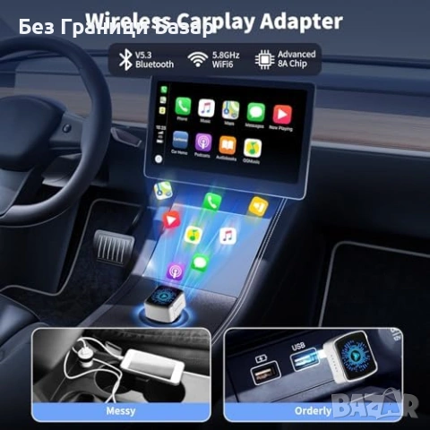 Нов Безжичен CarPlay адаптер за iPhone Android Auto USB-C кола автомобил, снимка 4 - Друга електроника - 53825224