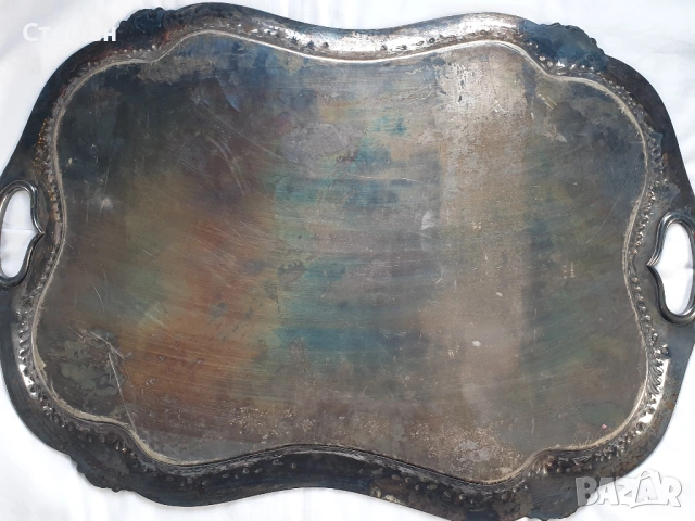 Масивен посребрен поднос, снимка 9 - Антикварни и старинни предмети - 53077528