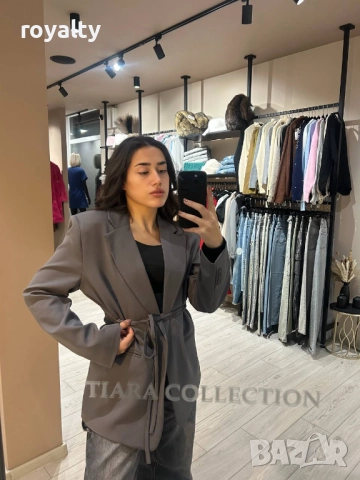 Сиво Дамско Сако , снимка 3 - Сака - 52885019