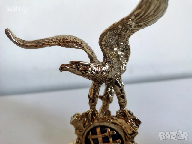 Уникална Статуетка Златен Орел Със Емайл, снимка 3 - Колекции - 53225612