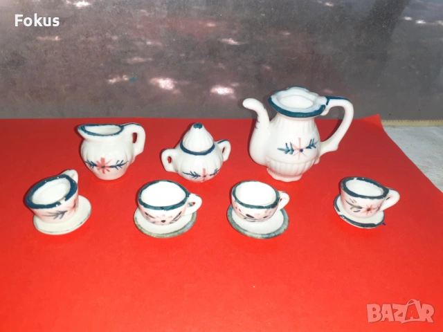 Разкошен порцеланов сервиз миниатюри - порцелан миниатюра, снимка 5 - Антикварни и старинни предмети - 53422540