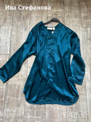 Victoria's Secret  луксозно кимано домашна роба халат тюркоазено зелен цвят 100 % коприна копринена