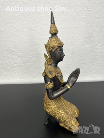 Тайландска бронзова фигура на танцьорка / Буда. №5288, снимка 9 - Колекции - 45096532