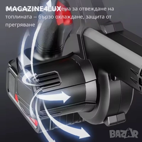 💨 Безжична вентилаторна прахосмукачка 2 в 1 – издухване и всмукване с мощна 21V батерия, снимка 4 - Прахосмукачки - 51400100