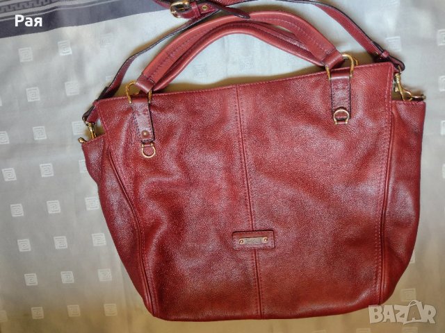 Кожена дамска голяма чанта в цвят бордо Cristhelen B, снимка 2 - Чанти - 50665365