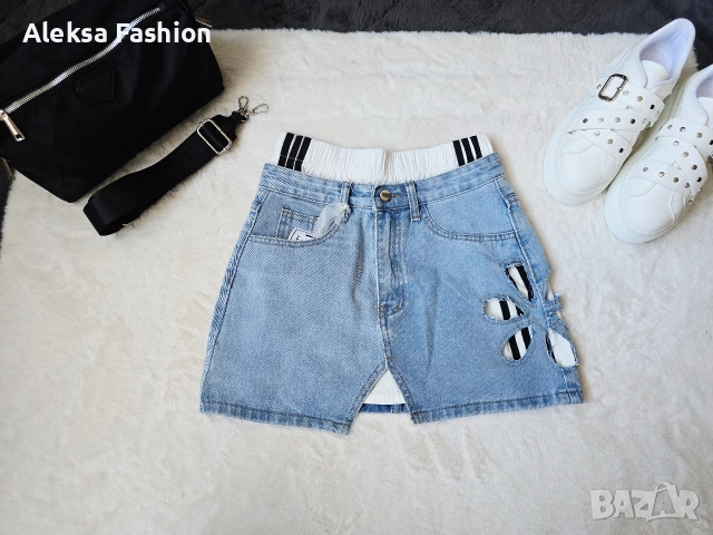 Дамска къса дънкова пола атрактивен модел , снимка 7 - Поли - 50073704