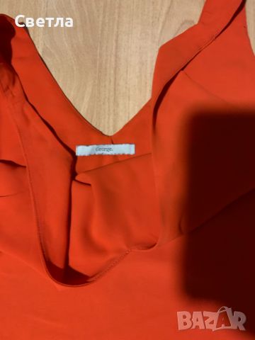 Рокля Оранжево-червена,George, коприна, два пласта плат ГО-100, дълж-95см., снимка 3 - Рокли - 43478537