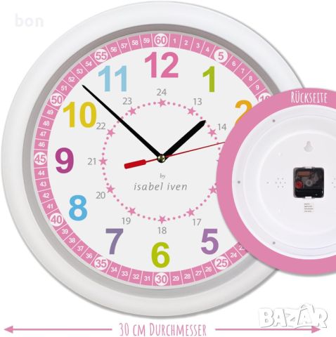 Детски стенен часовник Isabel Iven, снимка 3 - Други стоки за дома - 46442658