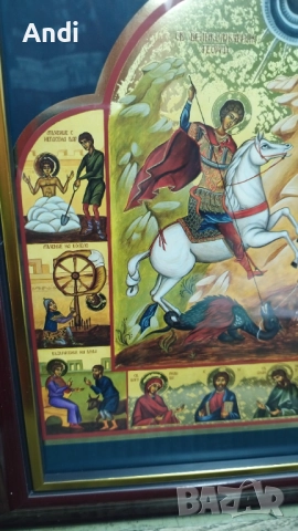 Св. ГЕОРГИ Победоносец Икона 29,5/ 38см, снимка 4 - Икони - 52742748