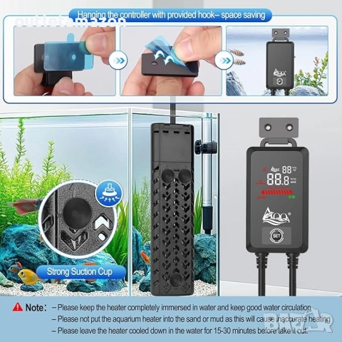 AQQA Нагревател за аквариум 800W Нагревател за голям аквариум, снимка 2 - Оборудване за аквариуми - 52732842