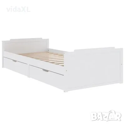 vidaXL Рамка за легло с чекмеджета, бяла, бор масив, 90х200 см(SKU:322160), снимка 3 - Спални и легла - 48495484