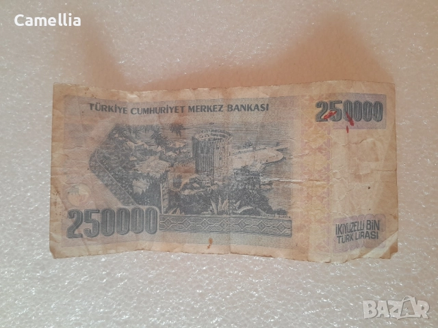 Стара банкнота 250000 турски лири , снимка 2 - Нумизматика и бонистика - 52823349