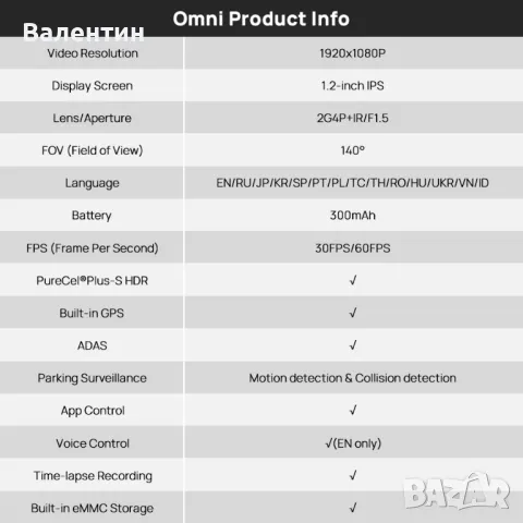 Видеорегистратор 70mai Omni 360 X200 32gb, снимка 9 - Аксесоари и консумативи - 49126421