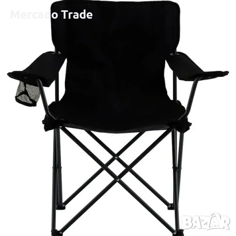 Къмпинг стол Mercado Trade, Сгъваем, С поставка за чаша, Черен, снимка 3 - Къмпинг мебели - 54107039