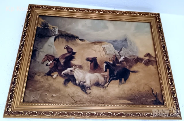 картина с коне, рамкирана, снимка 6 - Картини - 50990839