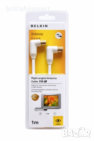 Правоъгълен антенен кабел Belkin 110 dB, 1 метър