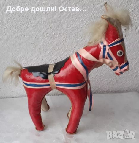 Стара играчка магаре, фигура за декорация, червено, снимка 1 - Статуетки - 46455350