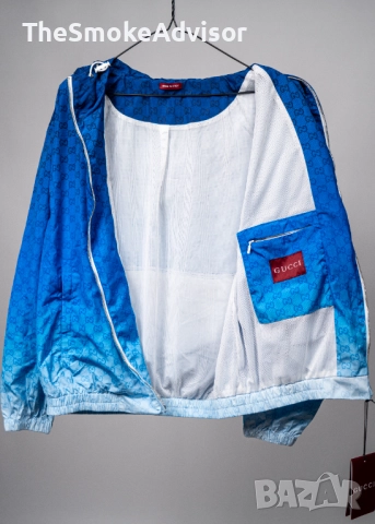 Яке Gucci Printed Technical Poplin Zip Jacket – Gradient Blue, снимка 7 - Якета - 52189956