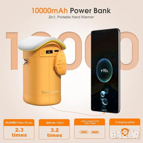 Преносим нагревател за ръце Power Bank 8000 mAh Акумулаторна батерия, снимка 3 - Външни батерии - 48840766