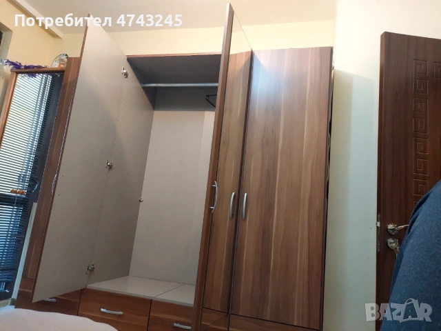 Четирикрилен гардероб + еденично легло + ракла , снимка 3 - Гардероби - 53556696