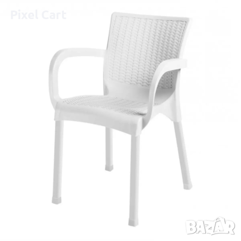 Полипропиленов стол с подлакътници - Бял, снимка 1 - Столове - 44979190